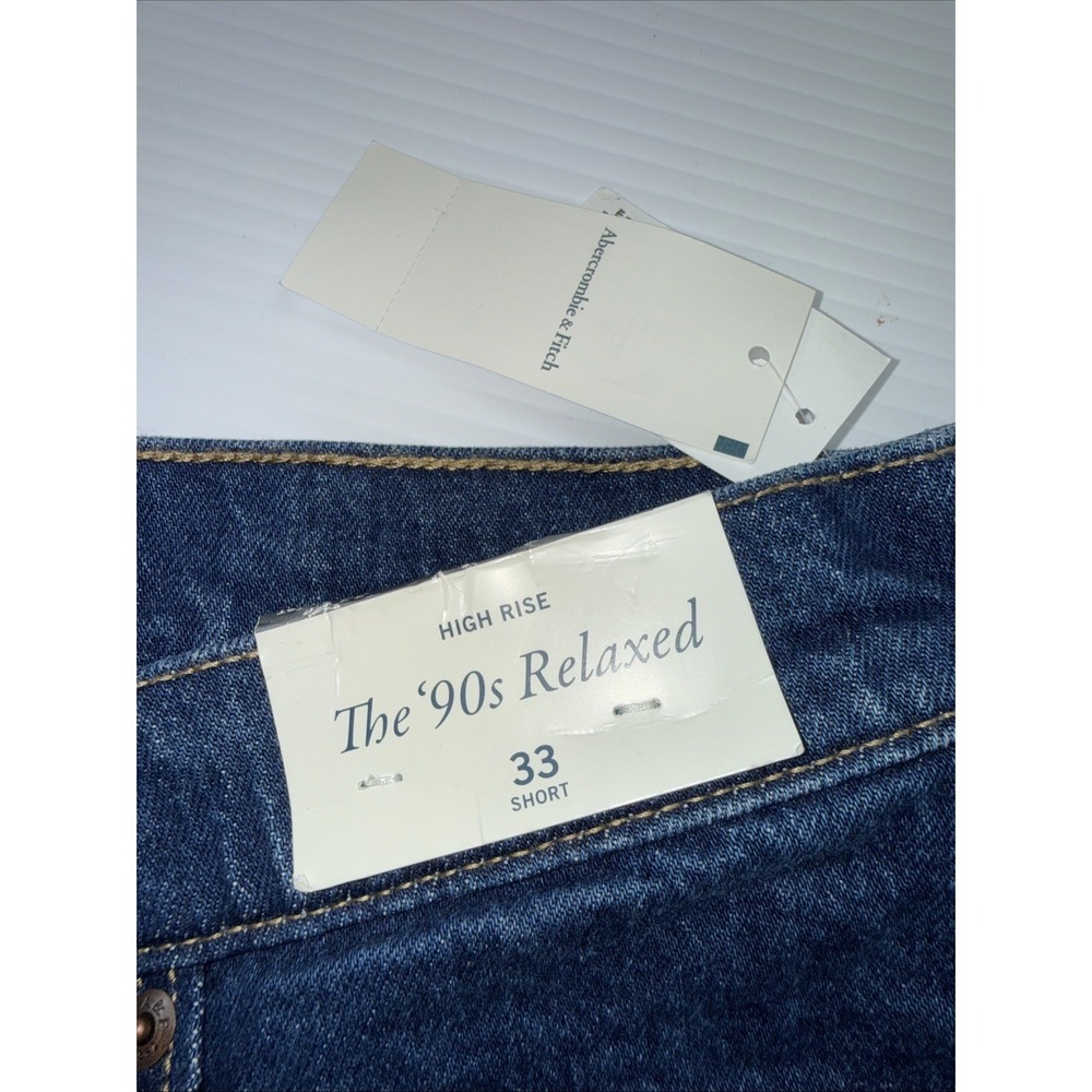 NWT Abercrombie & Fitch The 90s Relaxed High Rise Denim Jeans 33 Short - Picture 5 of 9